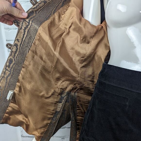 Printed blazer, Shiny fabric blazer, Wood print jacket, 80s 90s blazer - Picture 7 of 10